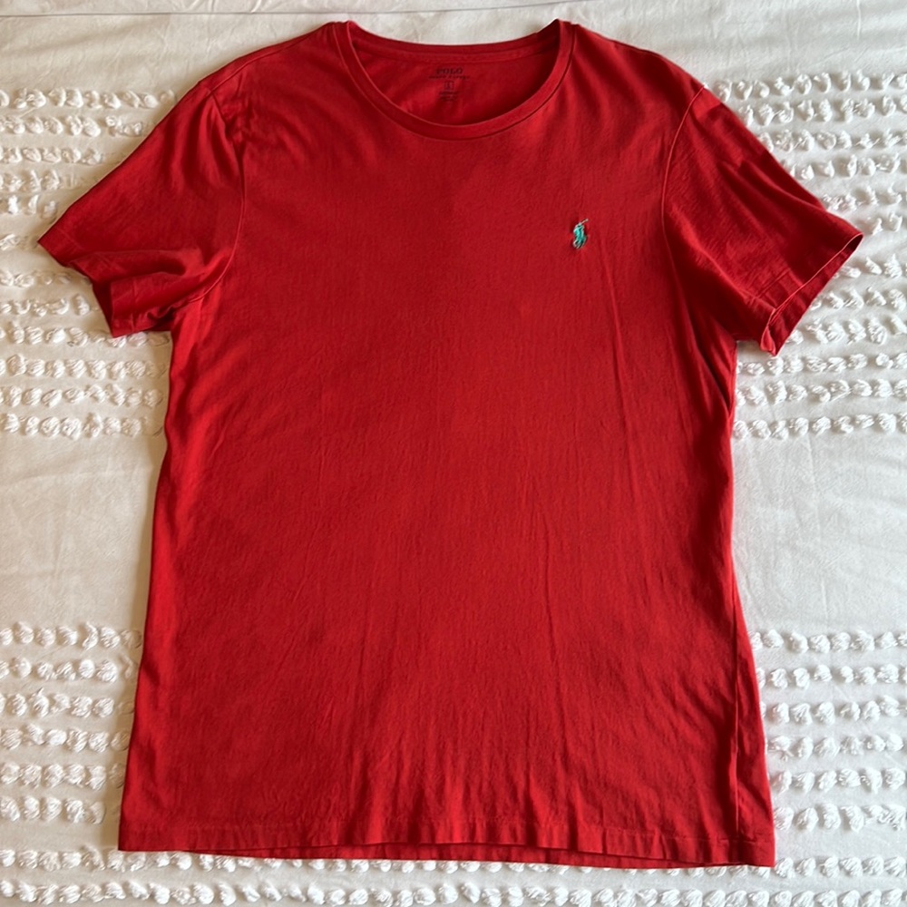 POLO Ralph Lauren Red short sleeve T-shirt, size large custom fit.